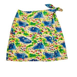 TALBOTS women's cotton wrap skirt sz 10 nautical sailboat vacation resort wear